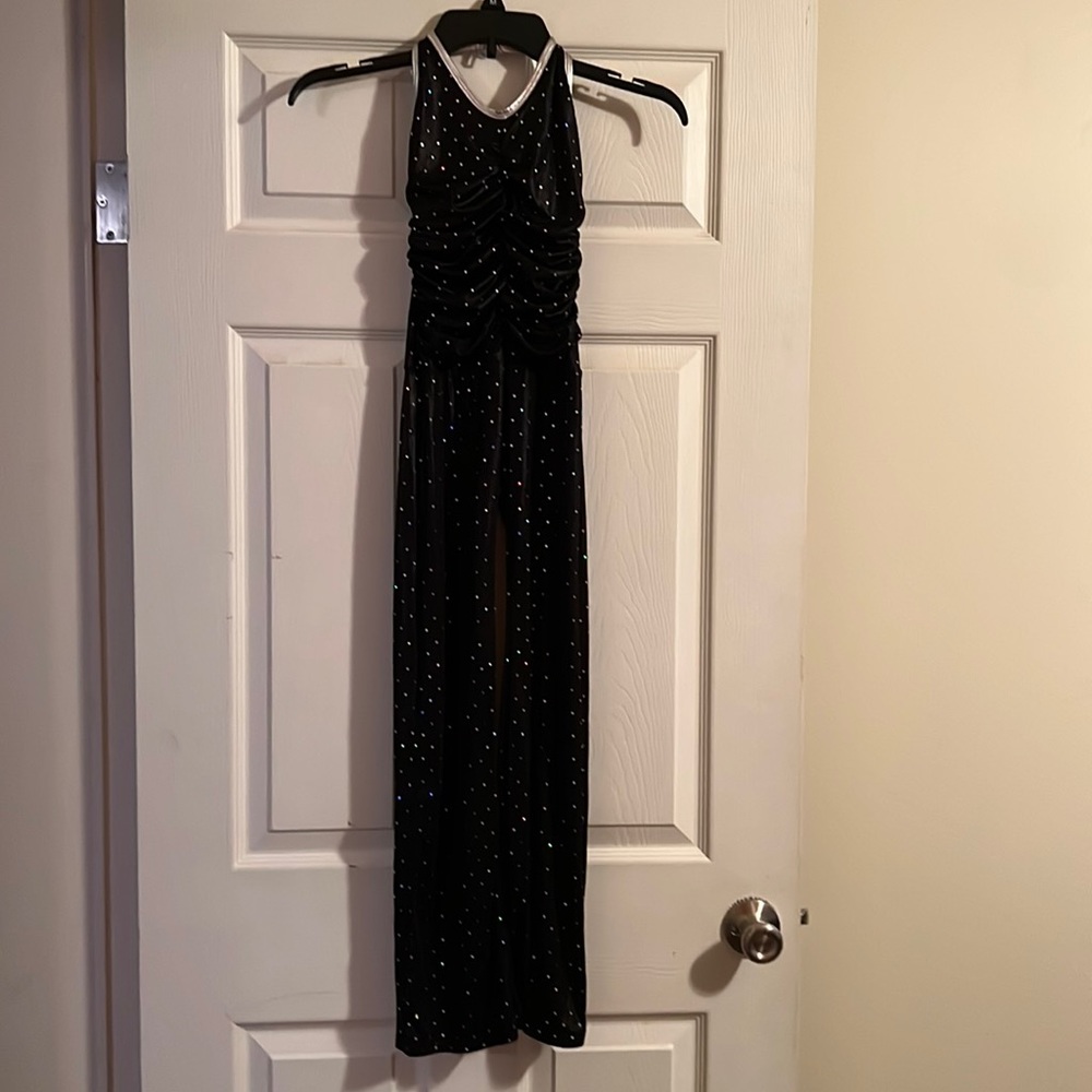 Black and silver halter jumpsuit